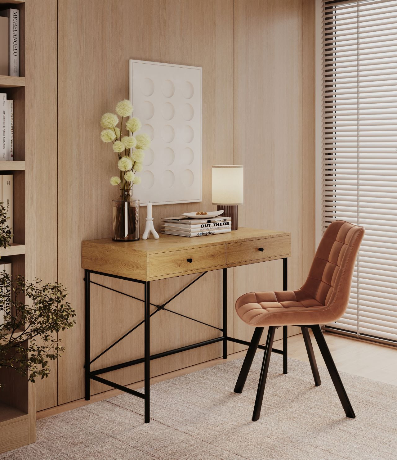 Biurko B11-FX dąb naturalny (stelaż czarny)